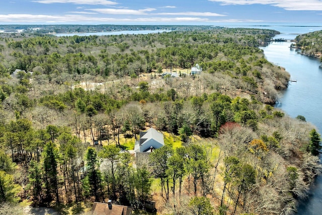 95 Red Brook Rd, Waquoit, MA 02536 - aerial view with a water view and a forest view