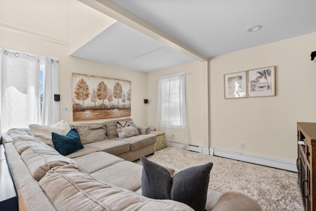 69 Upper County Rd, South Dennis, MA 02660 - living room featuring plenty of natural light and a baseboard radiator