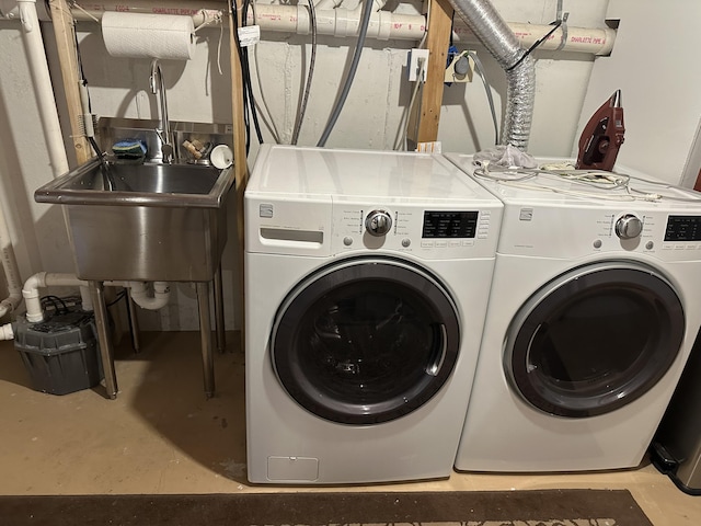 11 Polaris Dr, Mashpee, MA 02649 - washroom with washing machine and dryer and a sink