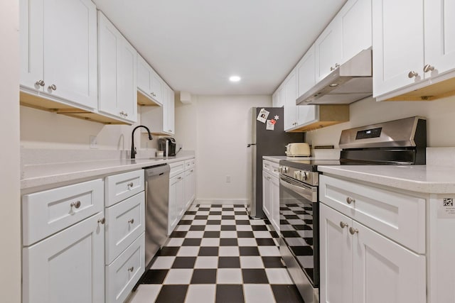 kitchen featuring sink, white cabinetry, and stainless steel appliances