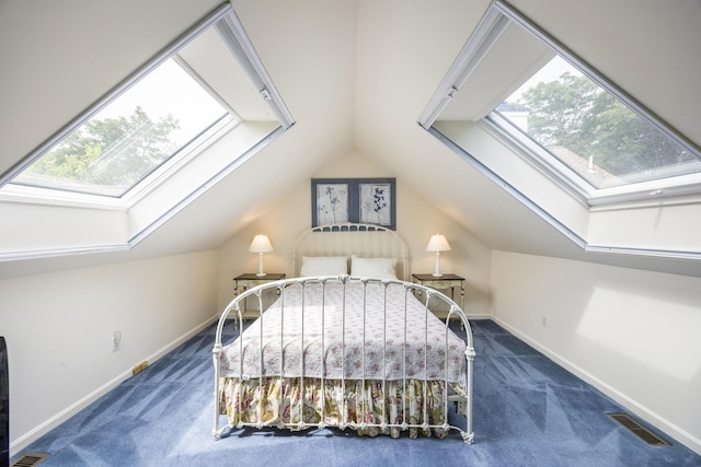 18 Juniper Cir, Brewster, MA 02631 - carpeted bedroom with a skylight, lofted ceiling, and baseboards