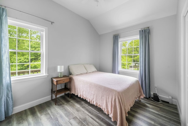 5 Whiffletree Cir, Sandwich, MA 02563 - bedroom with a baseboard radiator, lofted ceiling, wood finished floors, and baseboards