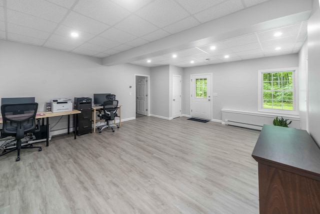 5 Whiffletree Cir, Sandwich, MA 02563 - office space with a baseboard heating unit, a paneled ceiling, wood finished floors, baseboard heating, and baseboards