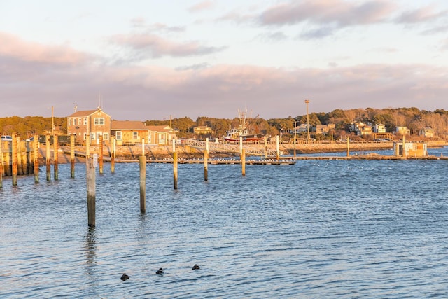 property view of water featuring a dock