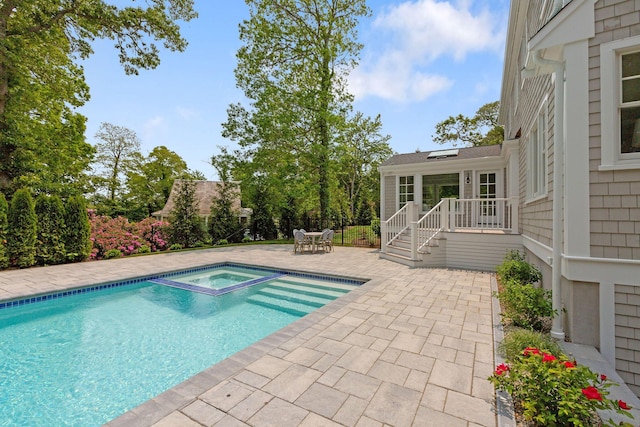 9 Joy Ln, Orleans, MA 02653 - view of pool featuring a patio and a pool with connected hot tub