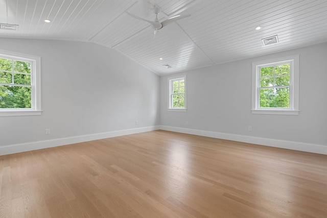 9 Joy Ln, Orleans, MA 02653 - unfurnished room featuring lofted ceiling, ceiling fan, light wood-type flooring, baseboards, and recessed lighting