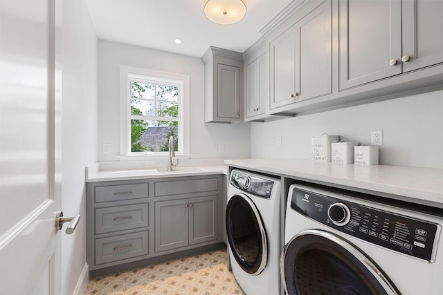 9 Joy Ln, Orleans, MA 02653 - laundry room featuring washer and dryer, cabinet space, and recessed lighting