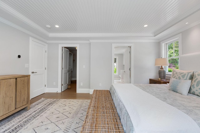 9 Joy Ln, Orleans, MA 02653 - bedroom with ornamental molding, wood finished floors, connected bathroom, recessed lighting, and a spacious closet