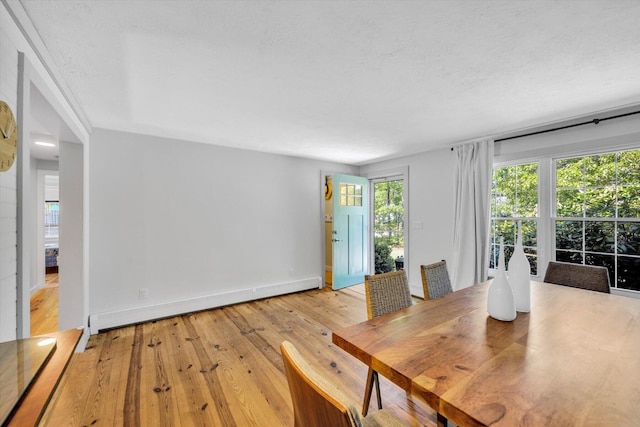 274 Morton Rd, South Chatham, MA 02659 - dining room featuring light wood finished floors, a baseboard radiator, and baseboards