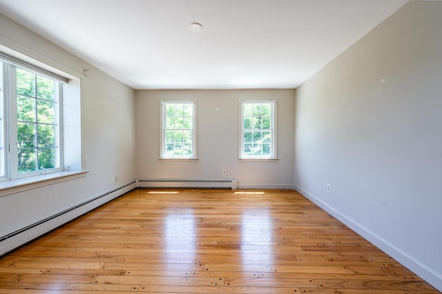 40 Thacher Shore Rd, Yarmouth Port, MA 02675 - spare room featuring a baseboard heating unit, light wood-style flooring, and baseboards