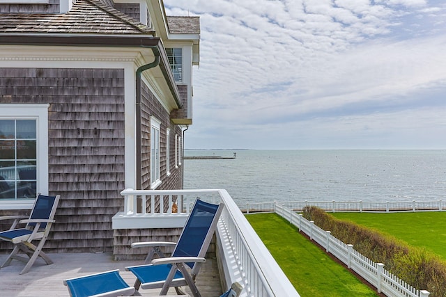 balcony with a water view