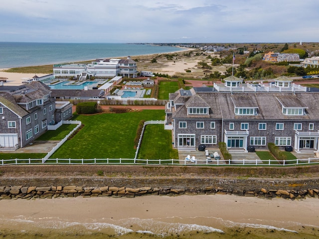 drone / aerial view of unending shoreline