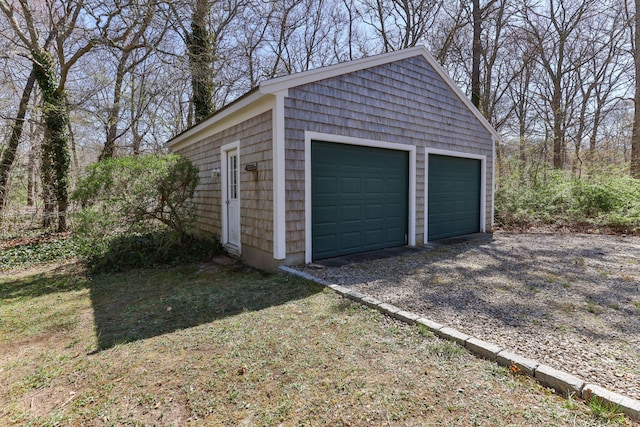 view of detached garage