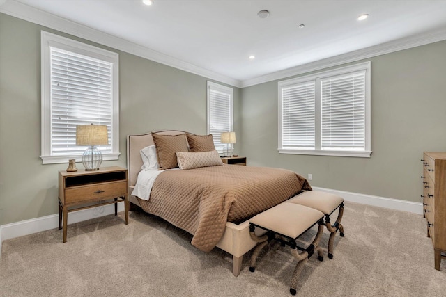 66 Simons Rd Unit A, Mashpee, MA 02649 - bedroom featuring light carpet, crown molding, and recessed lighting