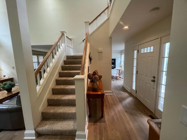 entrance foyer with wood-type flooring