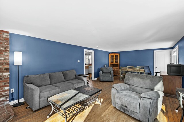 living room with hardwood / wood-style flooring