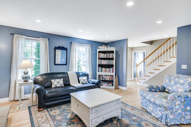 living room featuring light hardwood / wood-style floors