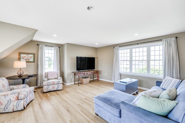 living room featuring light hardwood / wood-style floors