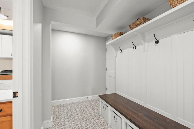 mudroom featuring baseboards