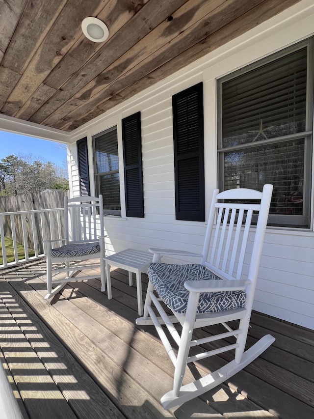 deck with a porch
