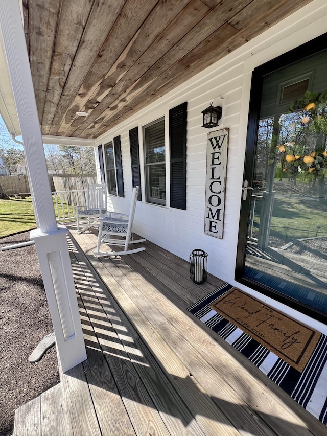 wooden deck with a porch
