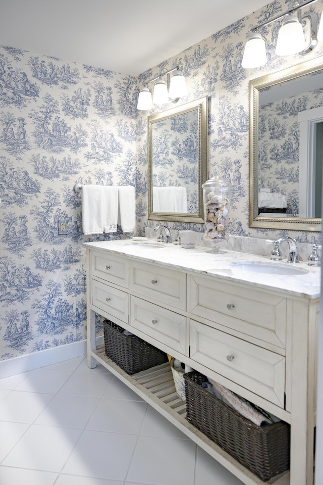 bathroom featuring vanity and tile patterned flooring