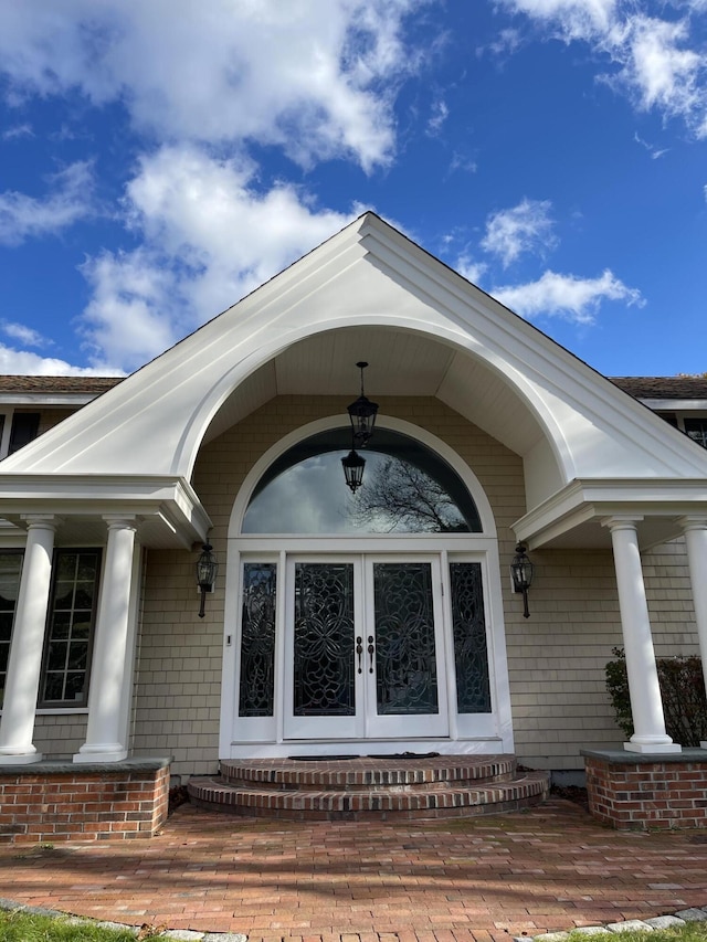 view of exterior entry with french doors