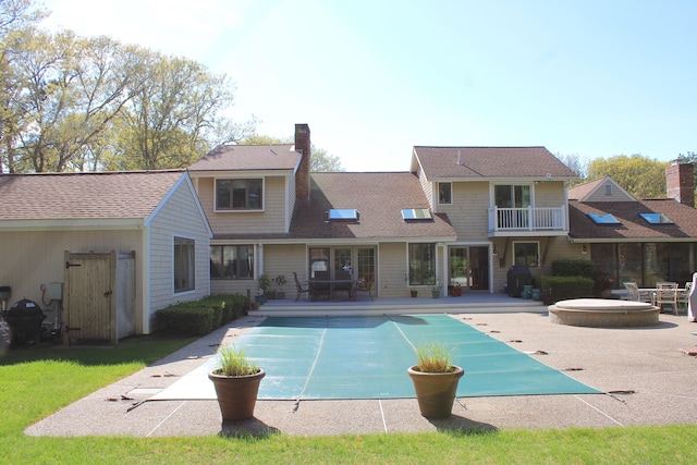 98 Bunker Hill Rd, Osterville, MA 02655 - view of swimming pool with a covered pool and a patio area