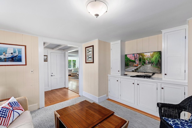 living room with light wood-type flooring