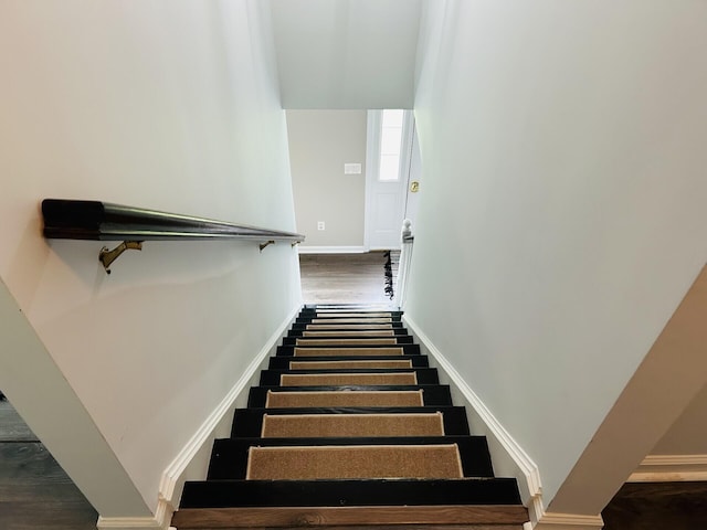 50 Great Hill Rd, Sandwich, MA 02563 - stairs featuring baseboards and wood finished floors