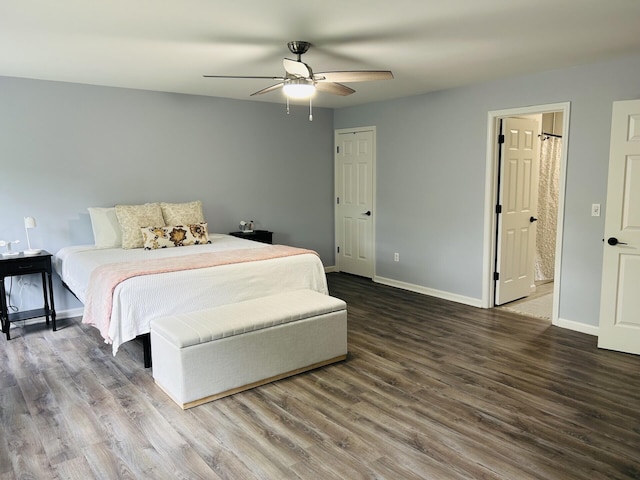 50 Great Hill Rd, Sandwich, MA 02563 - bedroom featuring wood finished floors, baseboards, and a ceiling fan