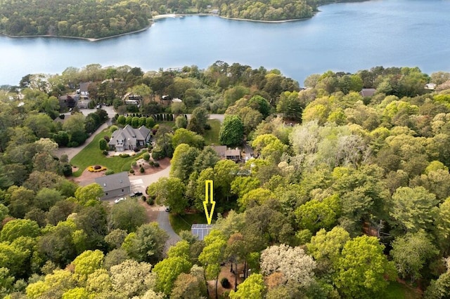 50 Great Hill Rd, Sandwich, MA 02563 - drone / aerial view of a heavily wooded area and a large body of water