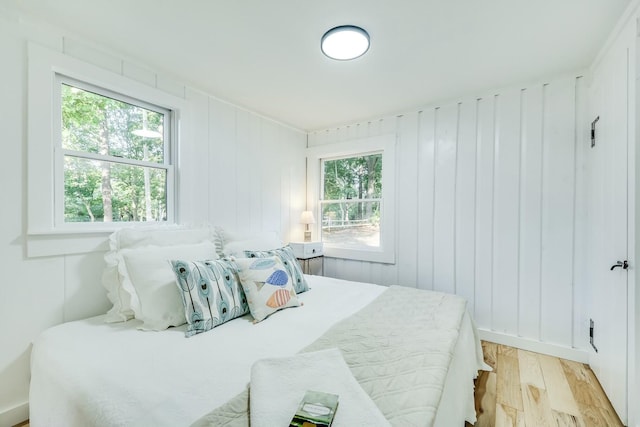 bedroom featuring light wood-type flooring