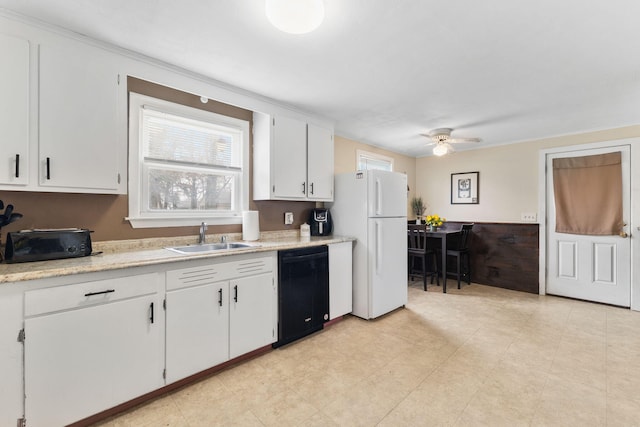 74 Fearing St, Buzzards Bay, MA 02532 - kitchen featuring freestanding refrigerator, a sink, dishwasher, and light countertops