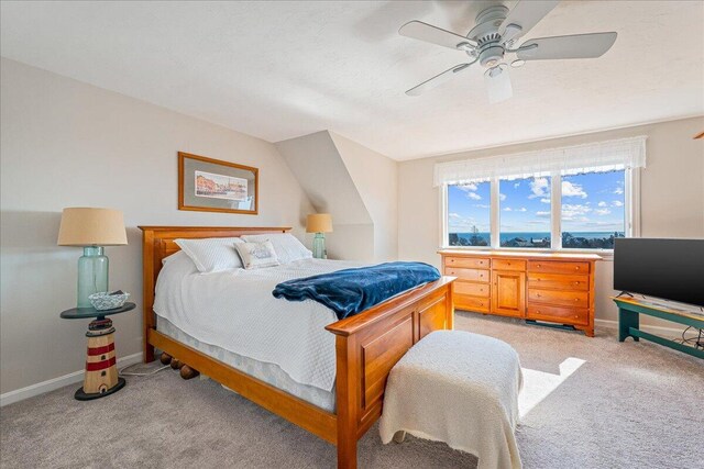 29 Highland Ter Unit 2903, Plymouth, MA 02360 - bedroom featuring light carpet, baseboards, and ceiling fan