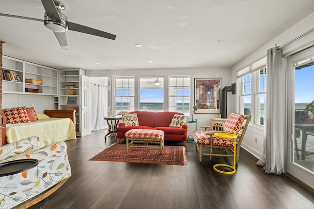 633 Commercial St Unit 2, Provincetown, MA 02657 - interior space featuring a ceiling fan, a wealth of natural light, and hardwood / wood-style flooring