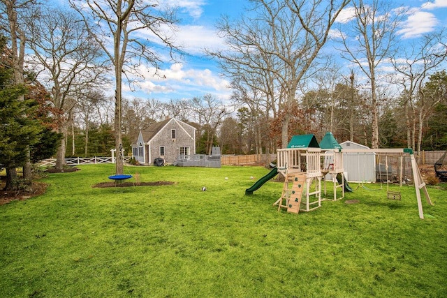 view of yard with a playground