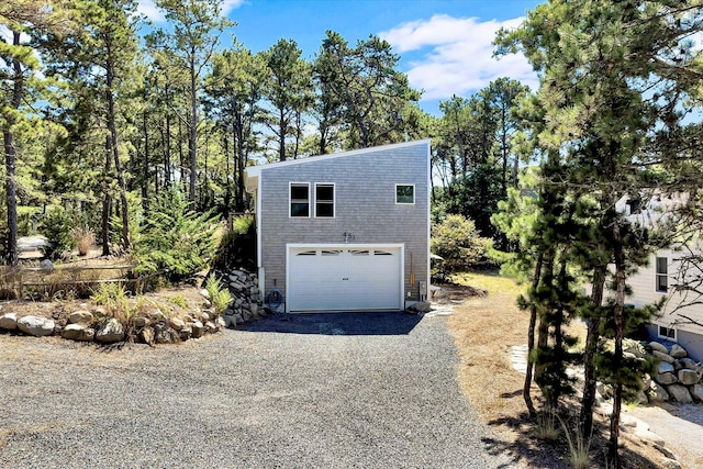 exterior space featuring a garage