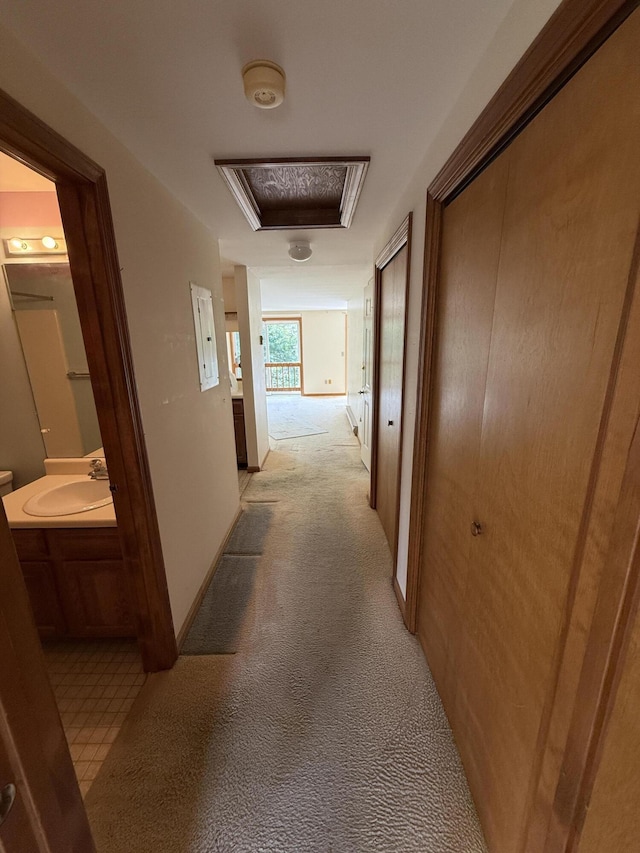 281 Orleans Rd Unit 5, North Chatham, MA 02650 - hall featuring a sink and light colored carpet
