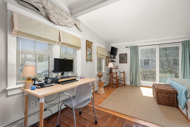 office space featuring ornamental molding