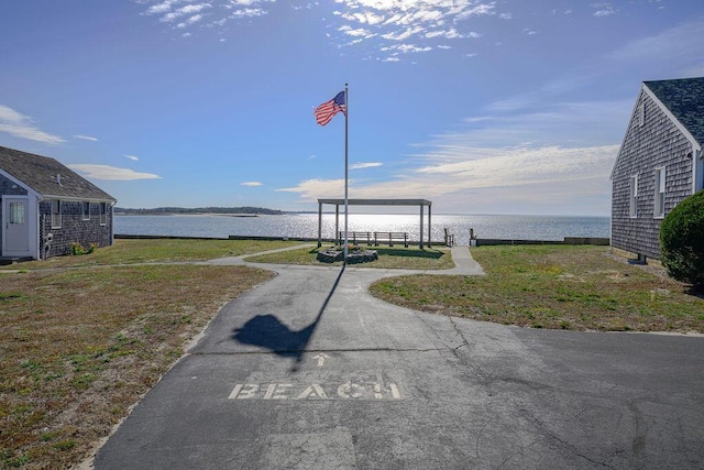 view of road featuring a water view