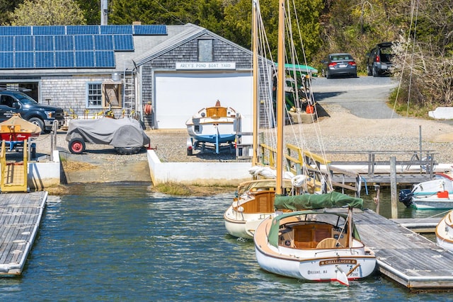 dock area featuring a water view