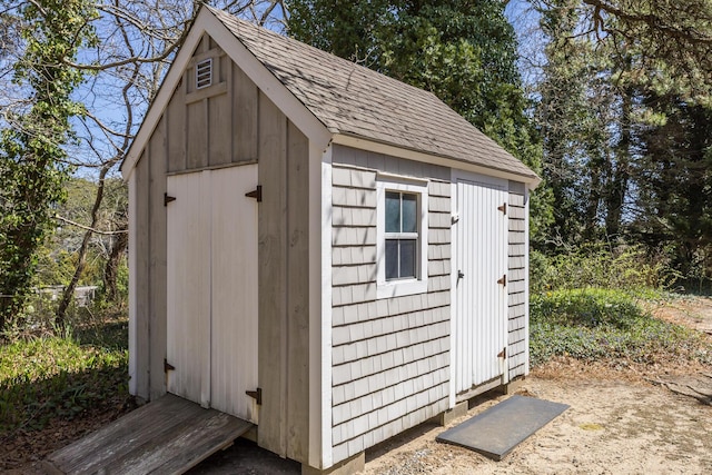 view of shed