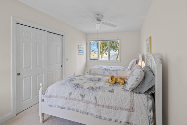 7 Sunrise Ln, Sandwich, MA 02563 - bedroom featuring carpet floors, ceiling fan, and a closet