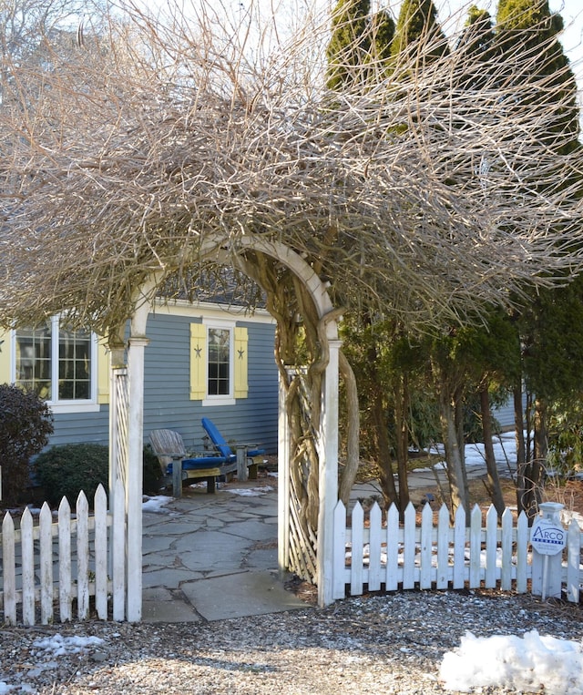 view of home's exterior with a fenced front yard