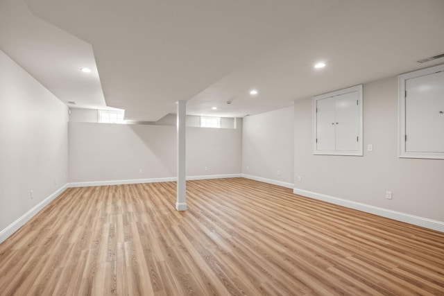 29 Hiawatha Rd, Harwich Port, MA 02646 - below grade area featuring recessed lighting, baseboards, light wood finished floors, and visible vents