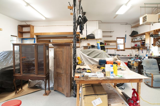 interior space featuring a workshop area