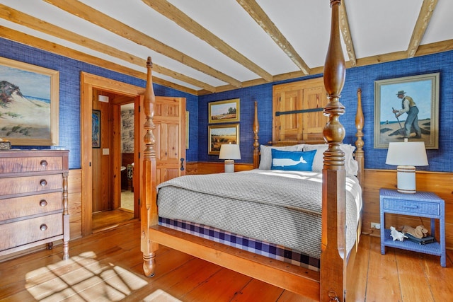 260 Bradford St, Provincetown, MA 02657 - bedroom featuring wood-type flooring and beam ceiling