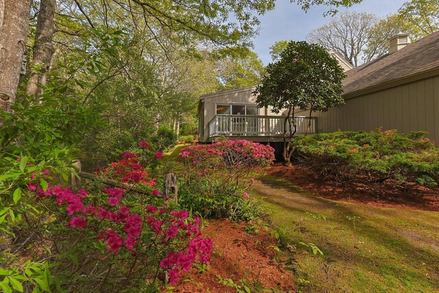 154 Cotuit Bay Dr, Cotuit, MA 02635 - view of yard featuring a wooden deck