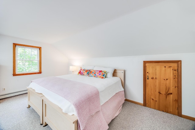 7 Liberty Pl, East Dennis, MA 02641 - carpeted bedroom featuring lofted ceiling, baseboards, and baseboard heating